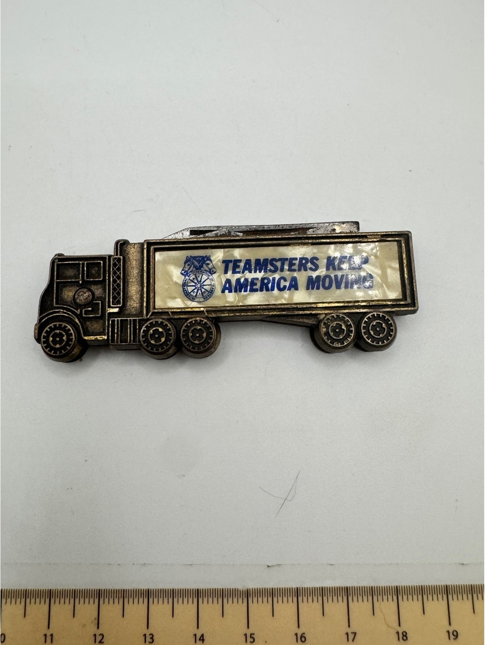 Vintage Teamsters Keep America Moving Truck Pocket Knife Mother of Pearl Inlay